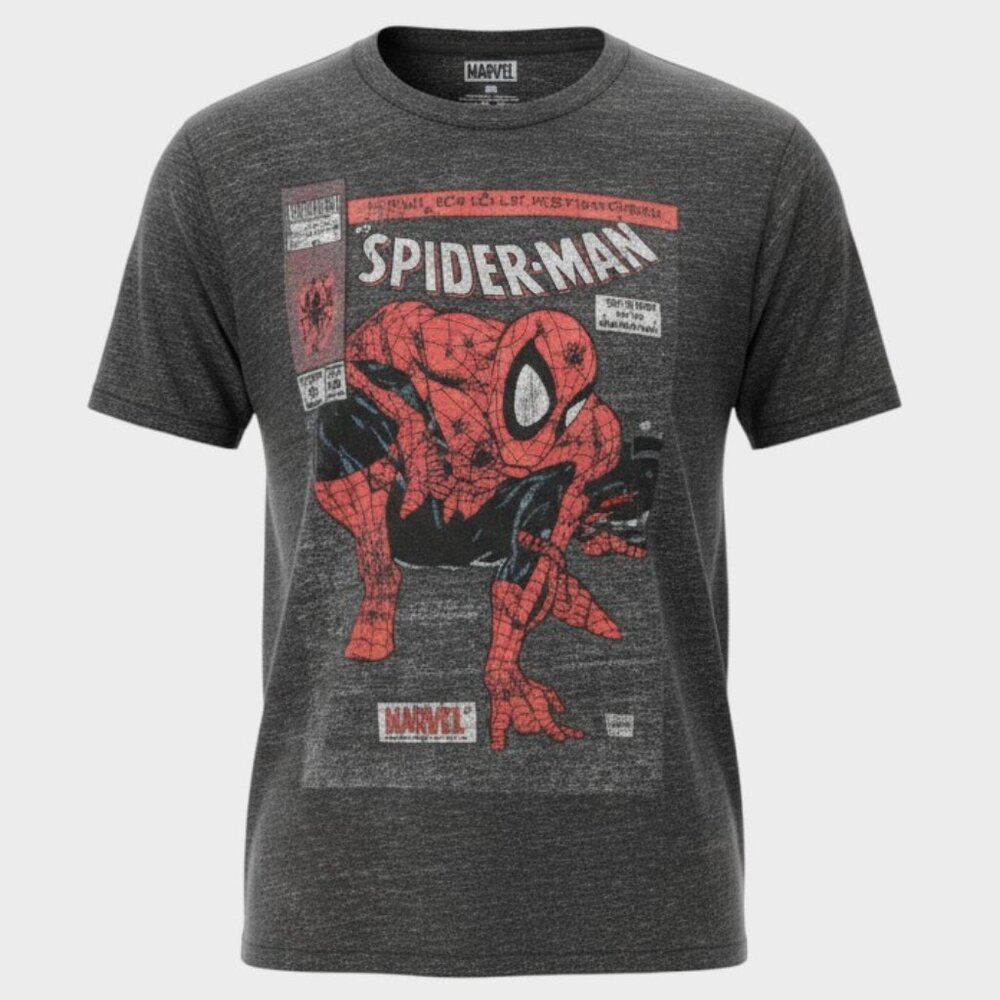 Spider Man Tee Mens XL Gray Marvel Comic Graphic Y2K Streetwear Top